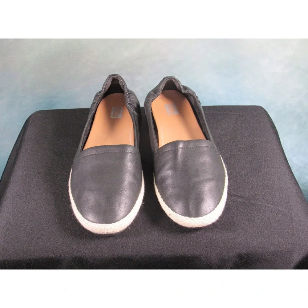 FitFlop Siren Women Black Leather Espadrille Flats Dynamicush Size 6.5 US